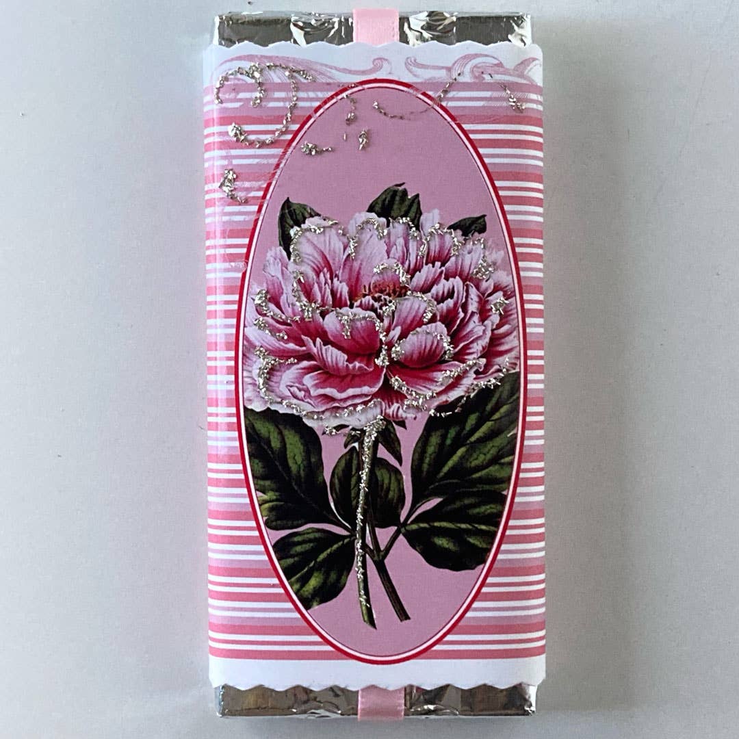 Chocolate Bars: Milk Chocolate / Pink Peony in Oval