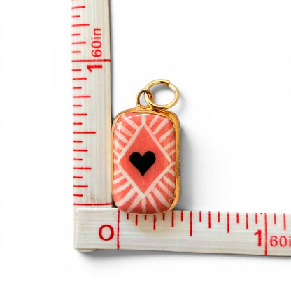 Shining Heart Diamond Charm: Light Pink + White / Gold Luster