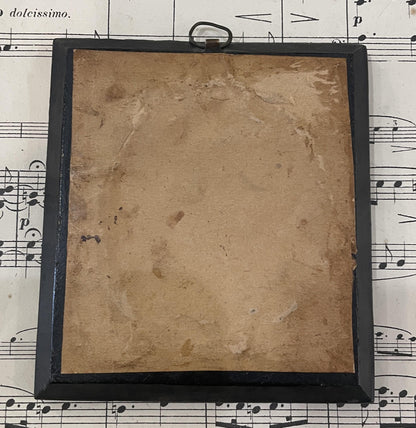 Rare Antique French Mourning Hair Art Domed Glass Wooden Frame Bird Trees c1860