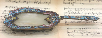 Rare Large Antique French Bronze Champleve Enamel Onyx Tray Platter Centerpiece c1880