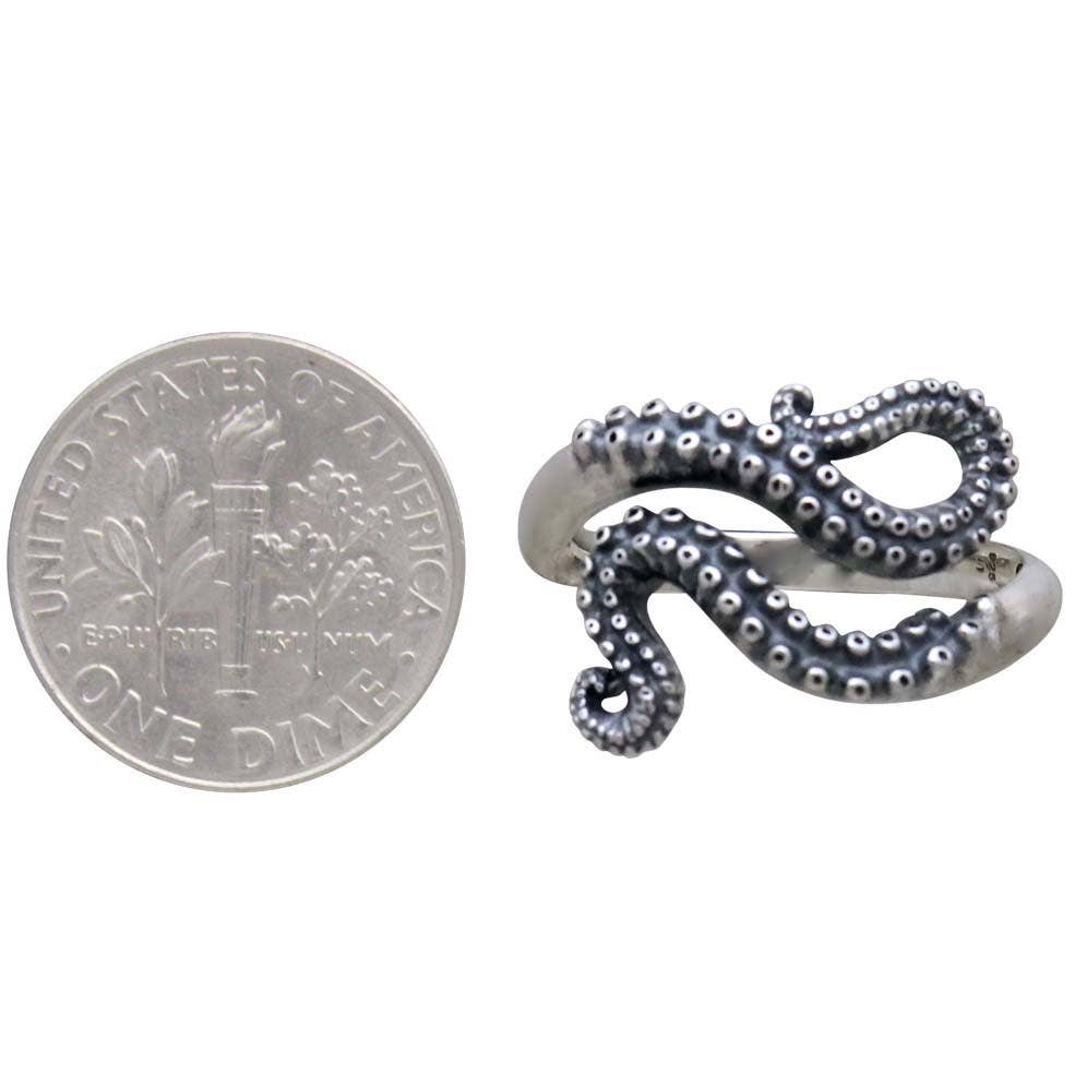 Sterling Silver Octopus Tentacle Ring: Sterling Silver