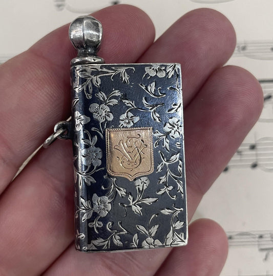 Rare Antique French Niello Sterling Silver Lighter c1900