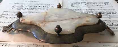 Rare Large Antique French Bronze Champleve Enamel Onyx Tray Platter Centerpiece c1880