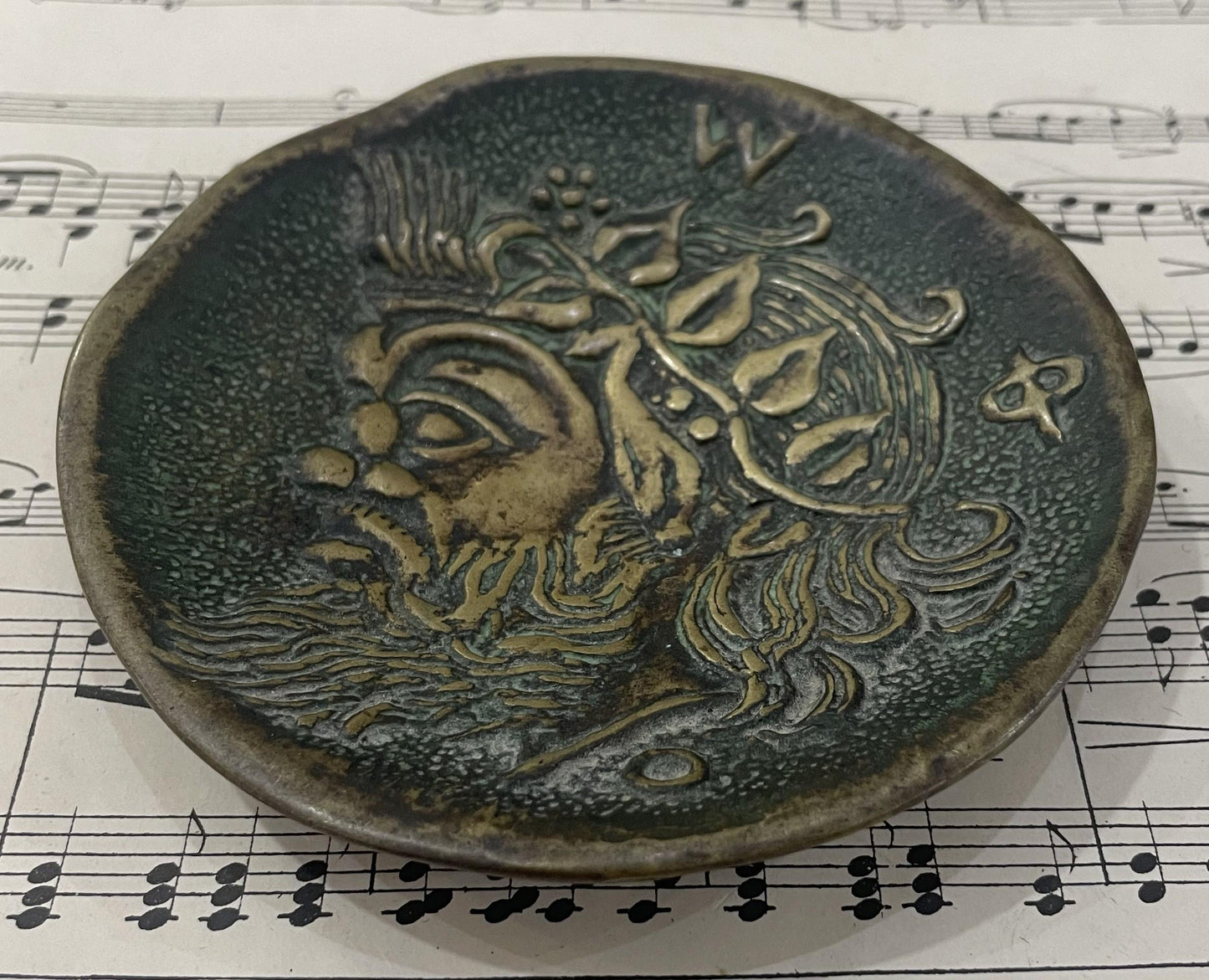 Antique French Max Le Verrier Bronze Tray God c1940