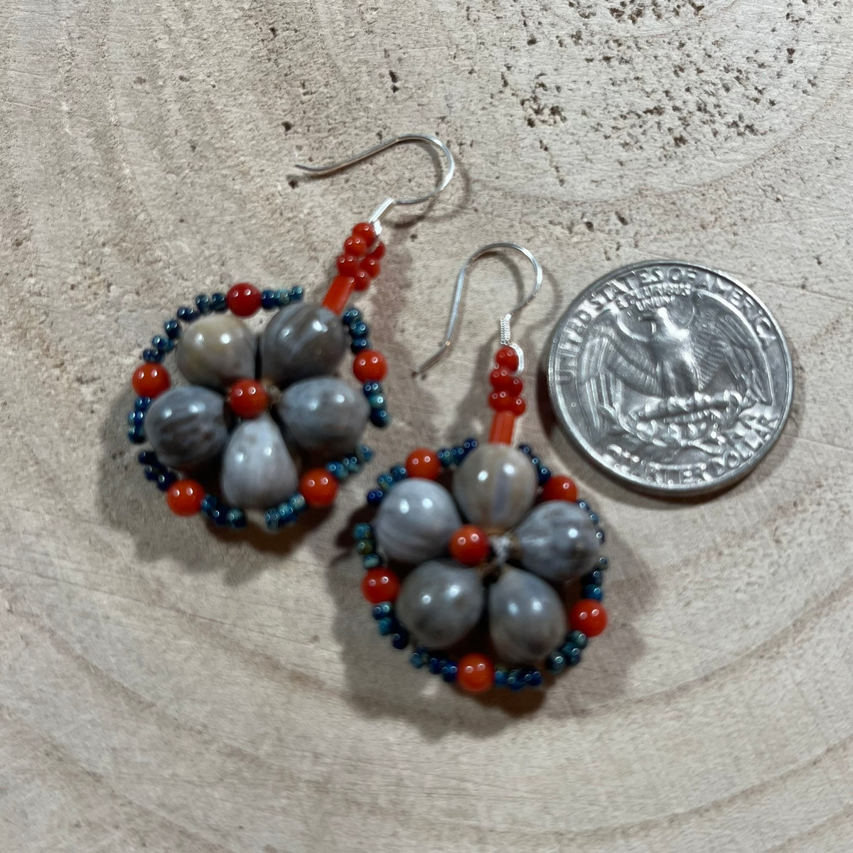 Coral and Cornbead Earrings