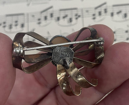 Antique English Shell Cameo Woman Sterling Silver Gold-filled Brooch c1920