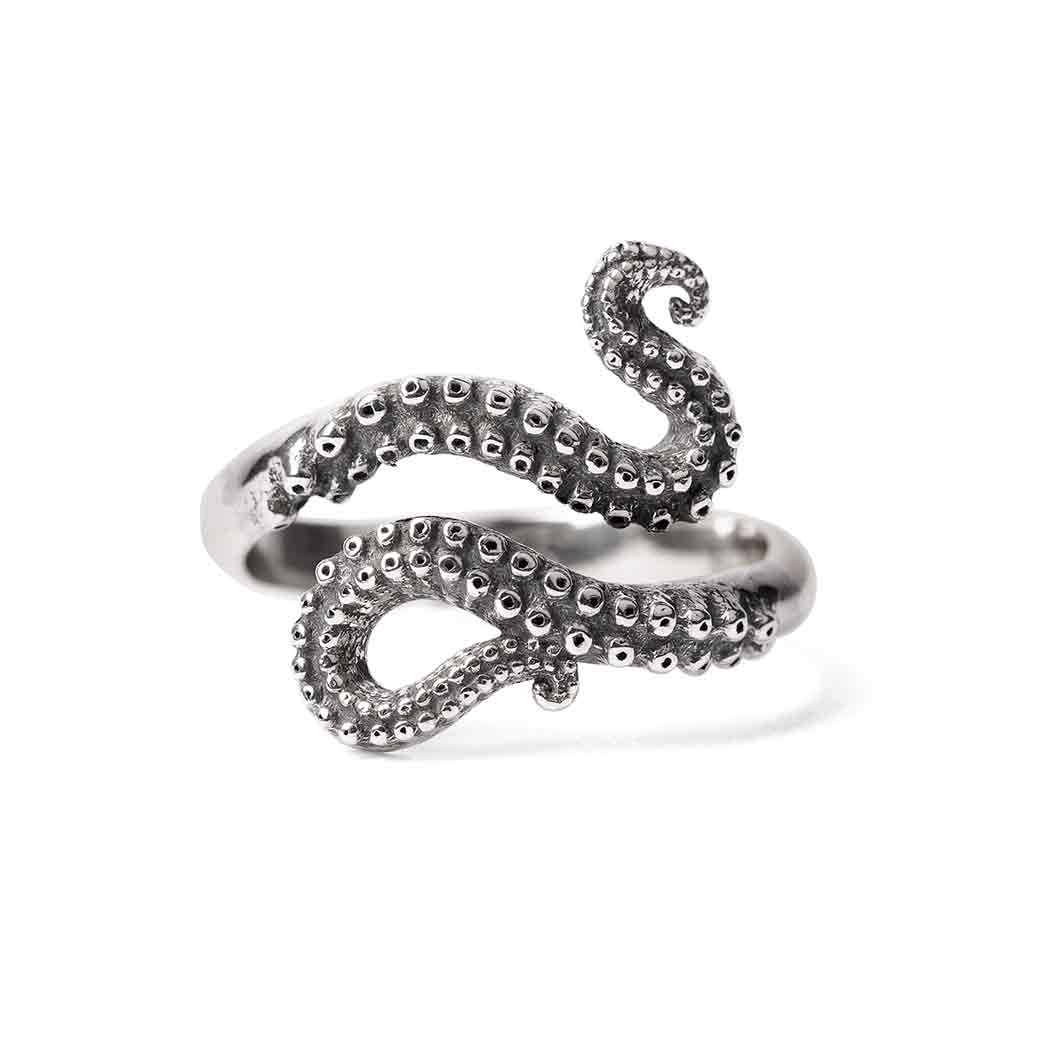 Sterling Silver Octopus Tentacle Ring: Sterling Silver