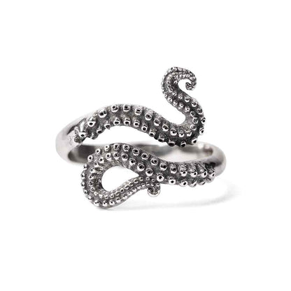 Sterling Silver Octopus Tentacle Ring: Sterling Silver