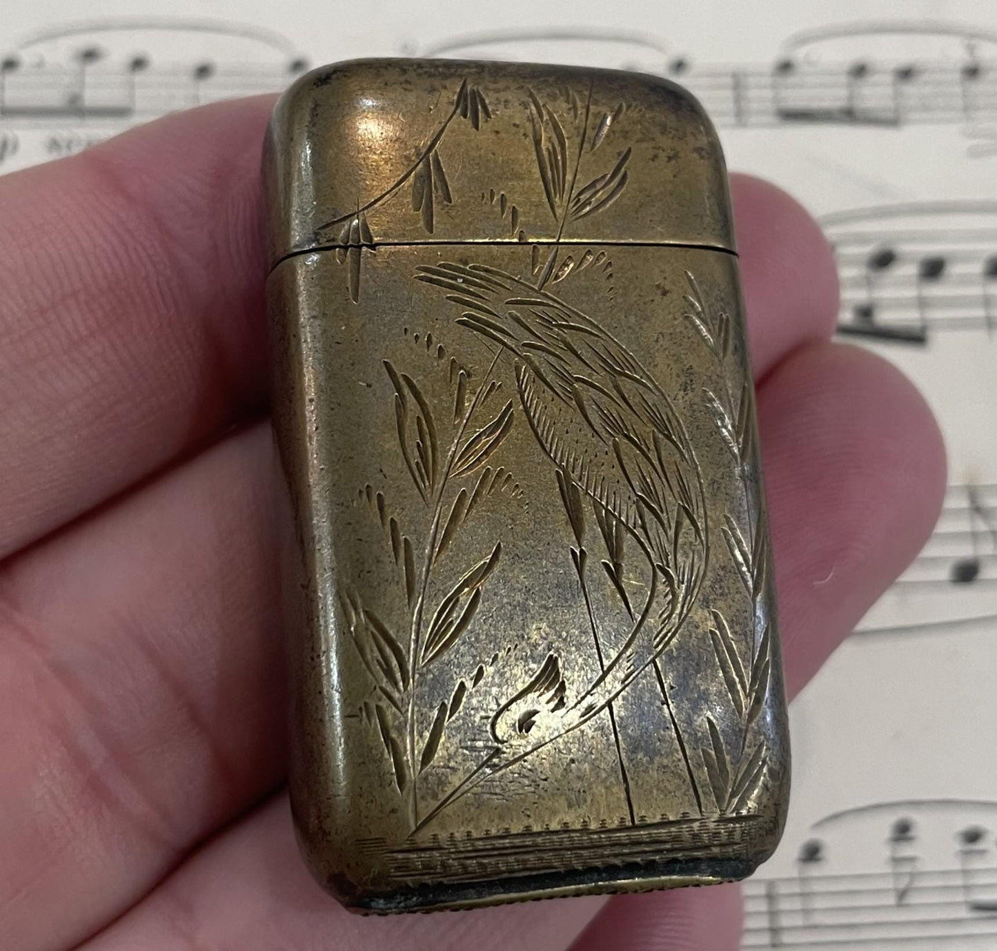 Antique French Match Case Vesta Crane c1900