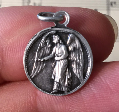 Antique French St. Anne / Angel Religious Medal c1940