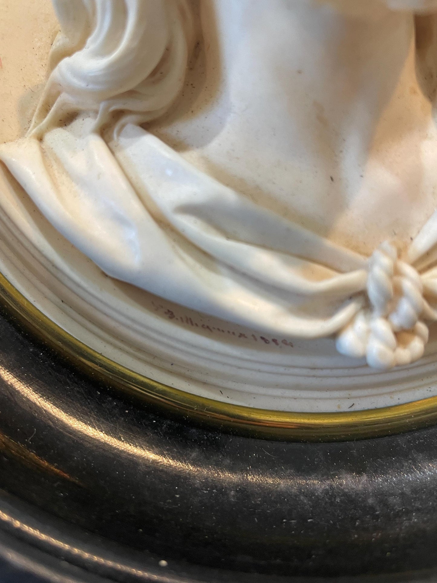 Rare Large French Antique Carved Plaster Jesus Signed Wall Icon c1854