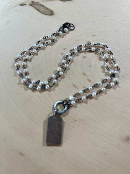 Vintage Sterling St Christopher necklace with pearls and sterling silver components