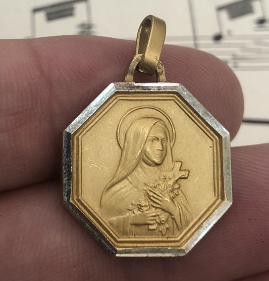 Vintage French St. Therese of Lisieux Religious Medal c1960