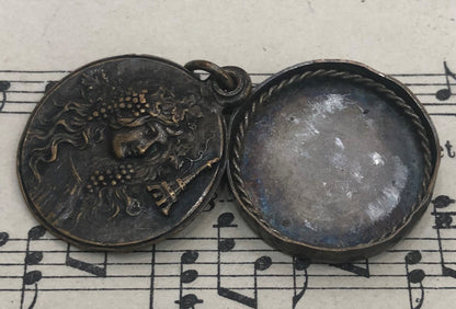 Antique French Art Nouveau Sliding Pendant Woman Eiffel Tower c1920