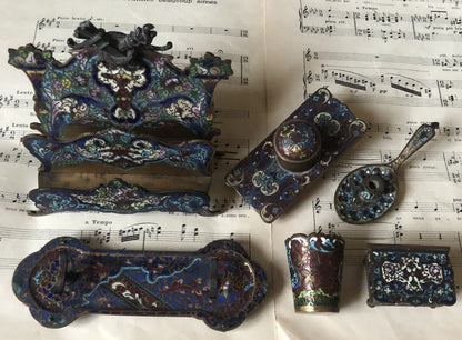 Rare Antique French Champleve Enamel Letter Holder c1880