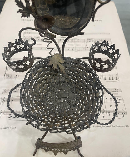 Rare Antique French Pocket Watch Holder Mirror c1880