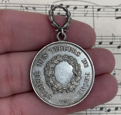 Large Antique French Sterling Silver Art Nouveau Pendant Lyon c1900