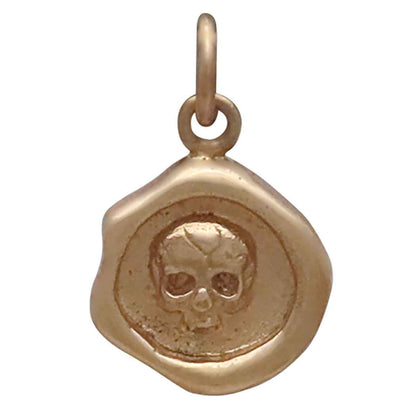 Wax Seal Skull Charm 16x10mm: Bronze