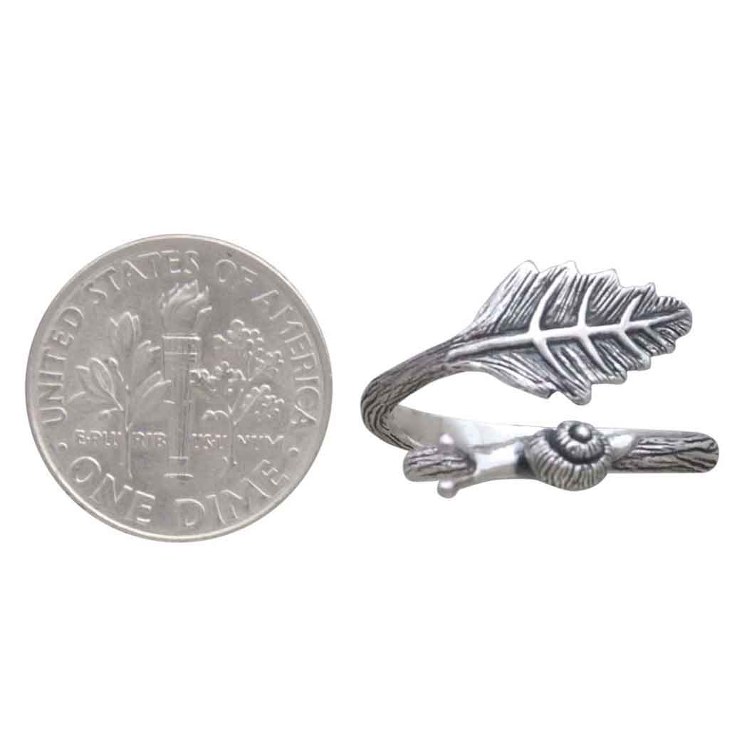 Adjustable Snail and Leaf Ring: Bronze