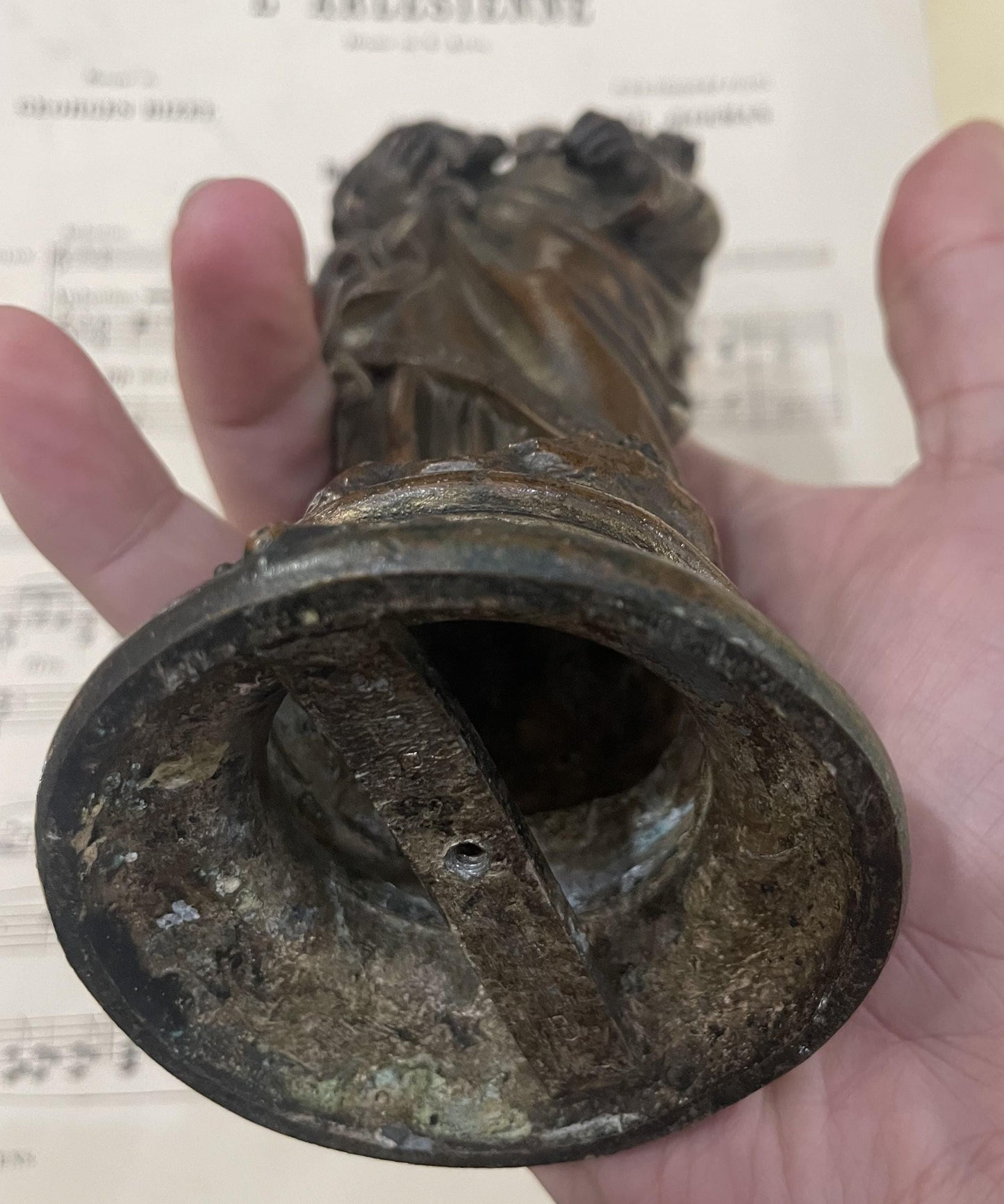 Rare Antique French St Joseph and Child Spelter Statue c1900