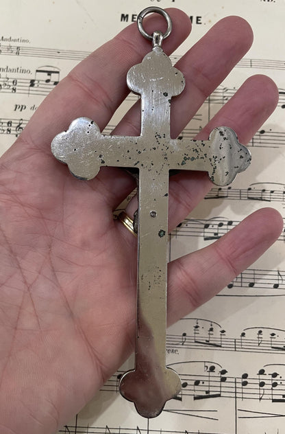 Antique Italian Micro Mosaic Micromosaic Cross Crucifix Bird Chalice Jubilee c1887