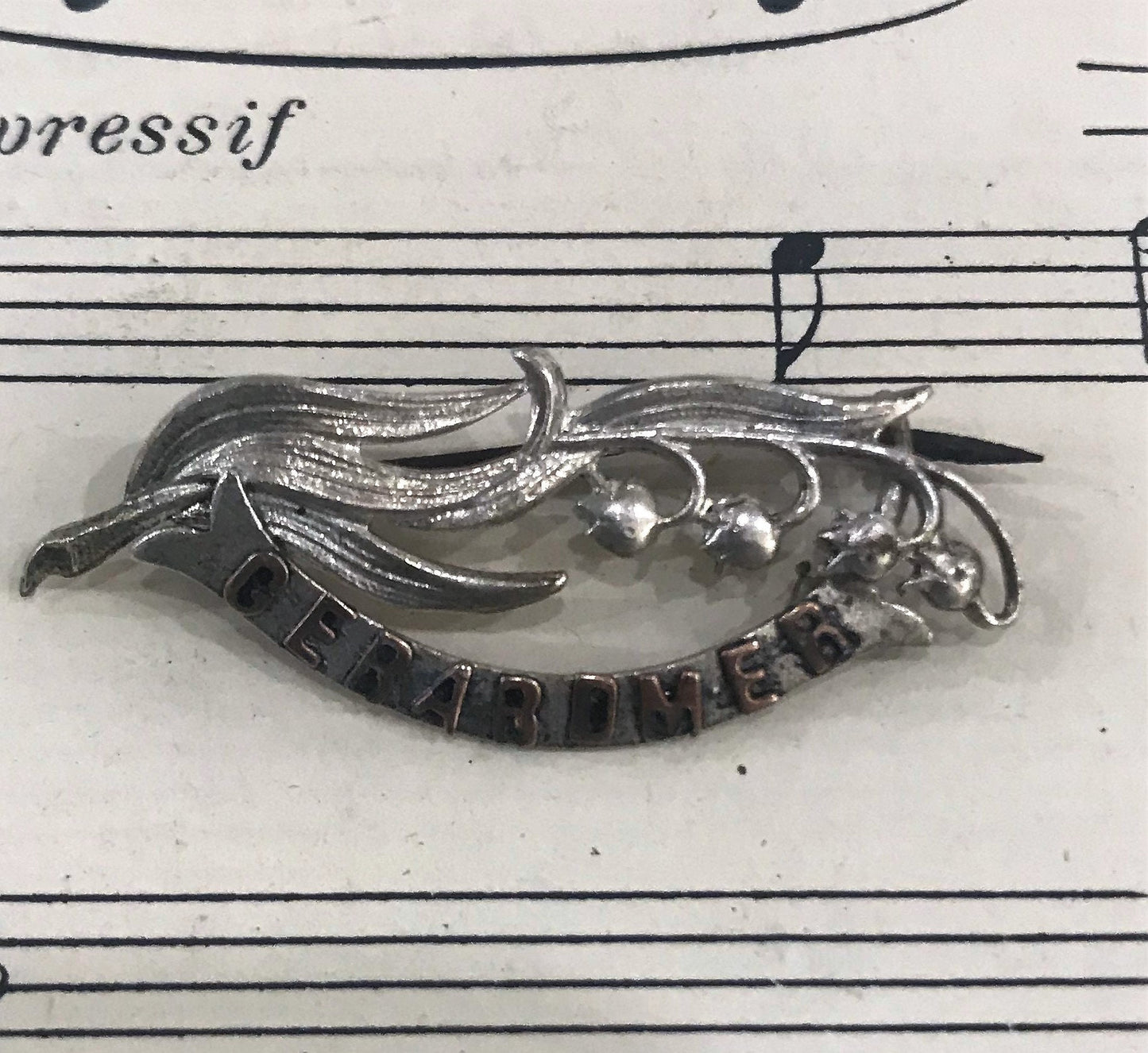 Antique French Art Nouveau Brooch Lily of the Valley Gerardmer c1910