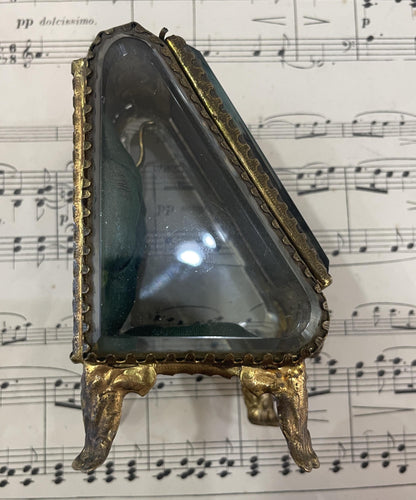 Antique French jewelry box / pocket watch holder with Notre Dame Fourviere Lyon c1900