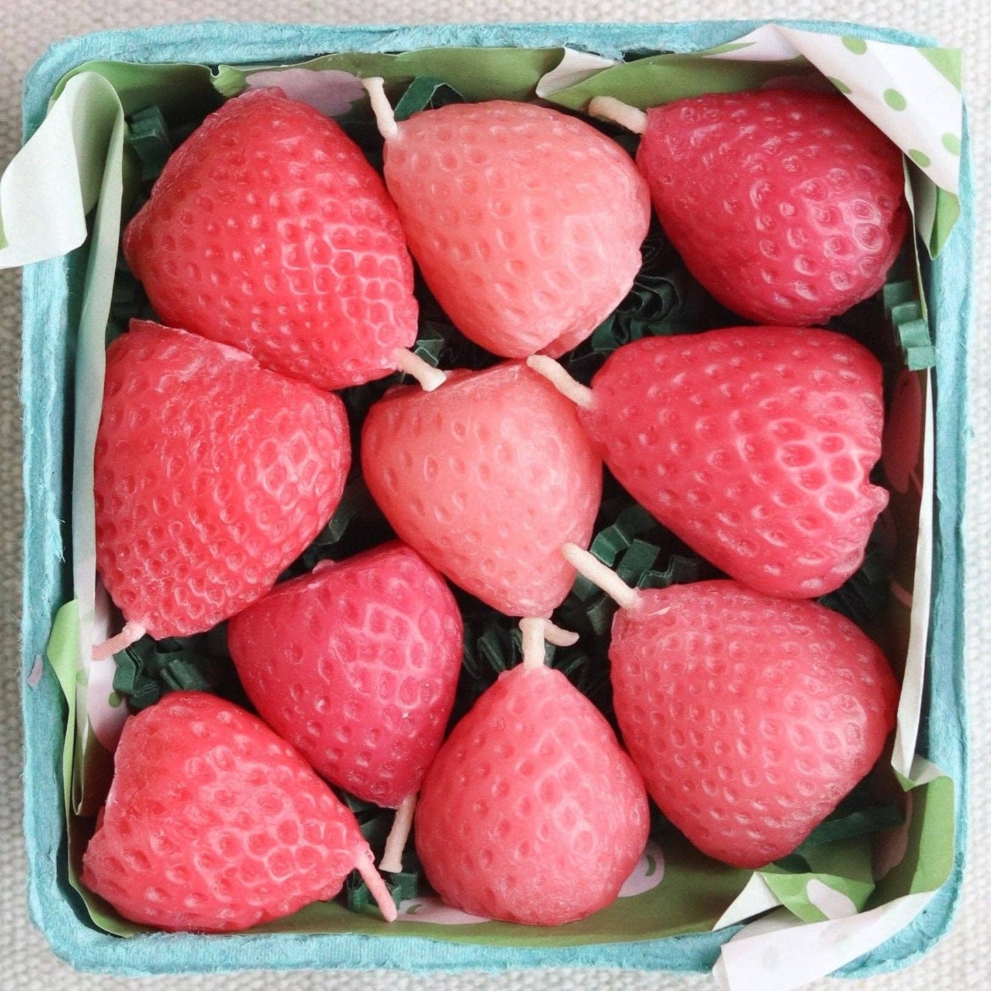 Pink Strawberry Birthday Beeswax Candles: Set of 10