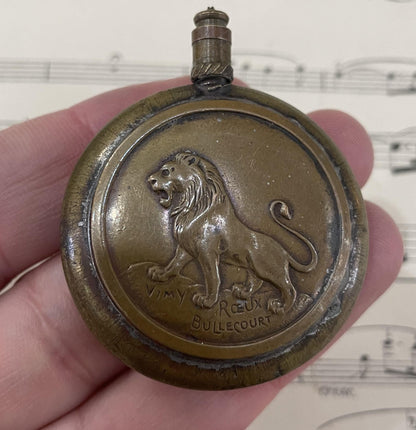 Rare Antique French Trench Art Cigarette Lighter WW1 Rooster Lion c1910