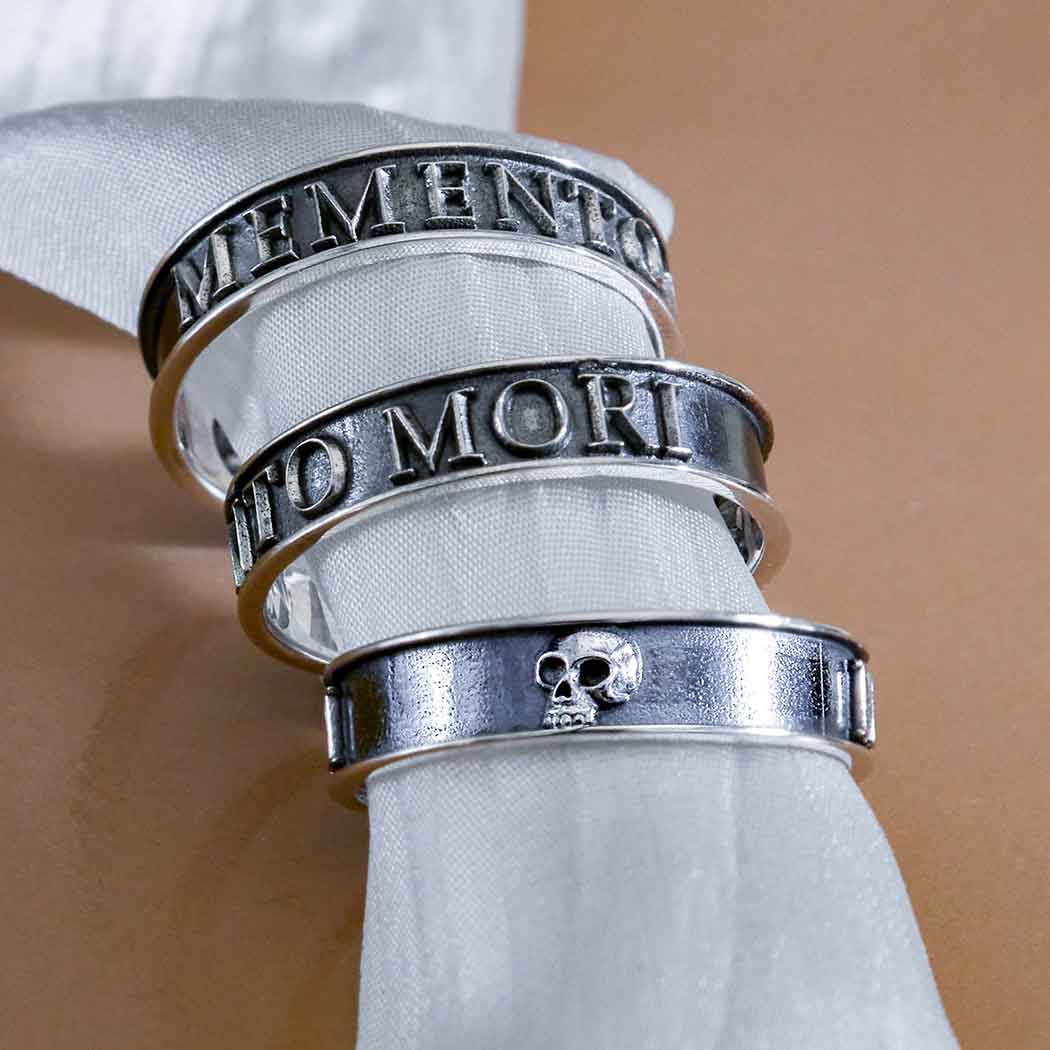Sterling Silver Memento Mori Ring: Size 7