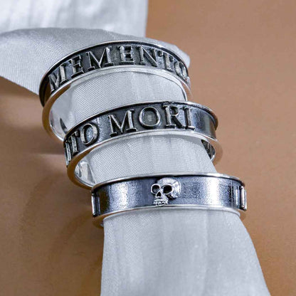Sterling Silver Memento Mori Ring: Size 7