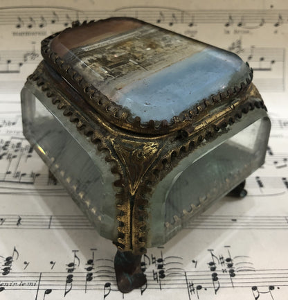 Antique French Souvenir Jewelry Box view of Wissembourg France c1900