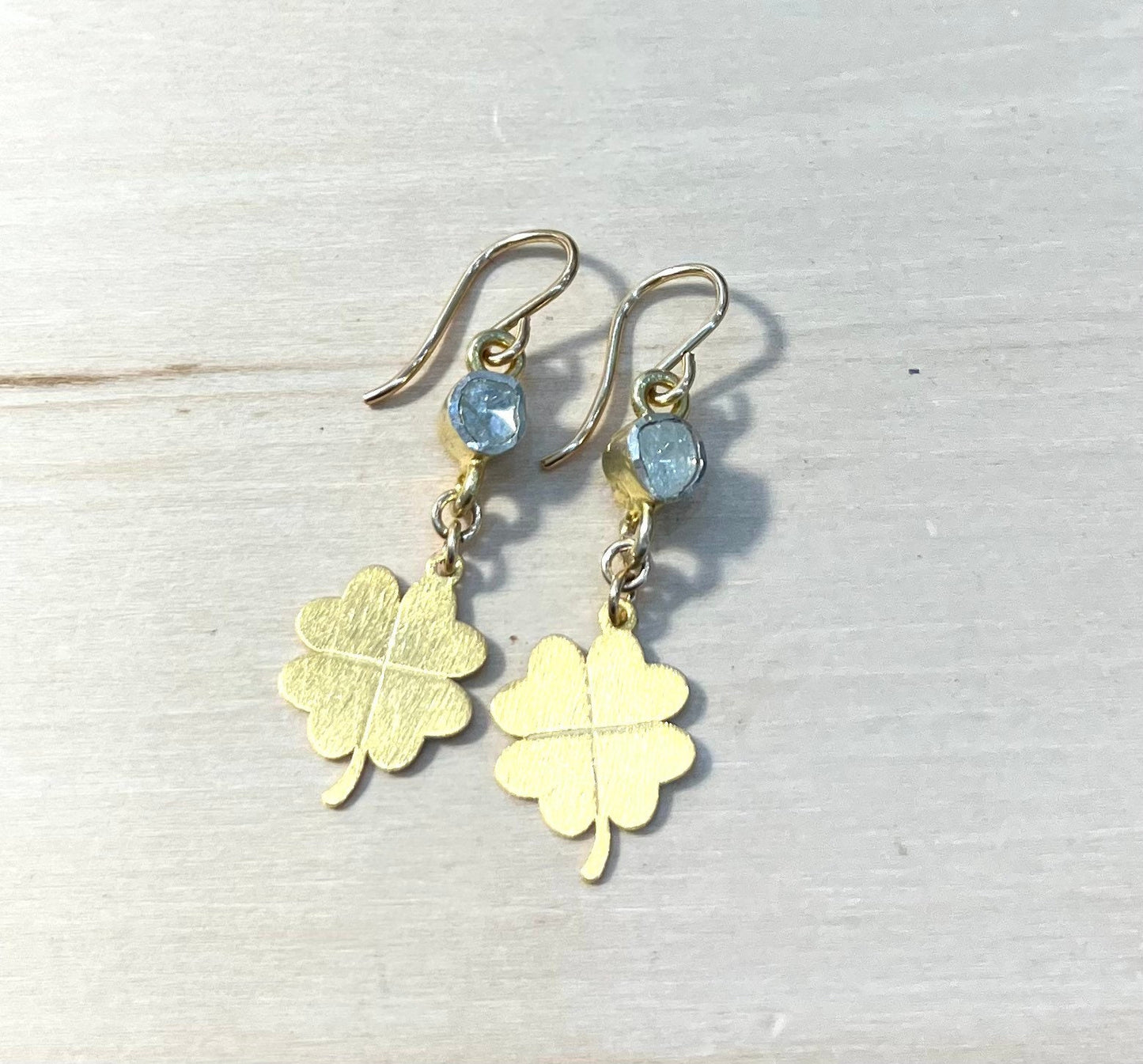 Diamond and Clover earrings goldfilled