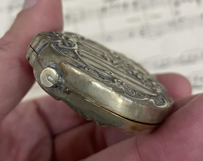 Rare Large Antique French Art Nouveau Silver Plated Sliding Mirror Pendant c1900