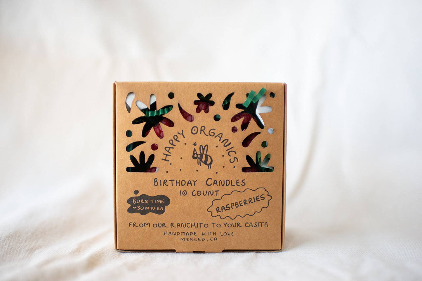 Raspberry Beeswax Birthday Candles : 10