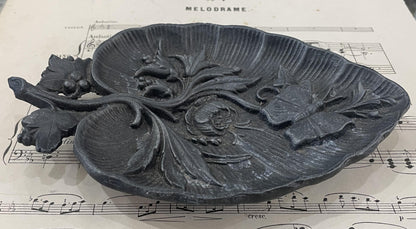Antique French Art Nouveau Cast Iron Tray Butterfly c1920
