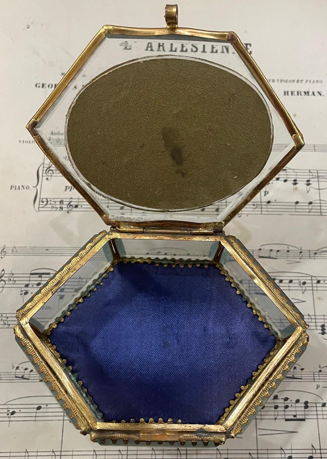 Antique French Eglomise Souvenir Jewelry Box Casket Toulon c1900