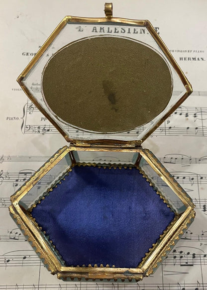 Antique French Eglomise Souvenir Jewelry Box Casket Toulon c1900