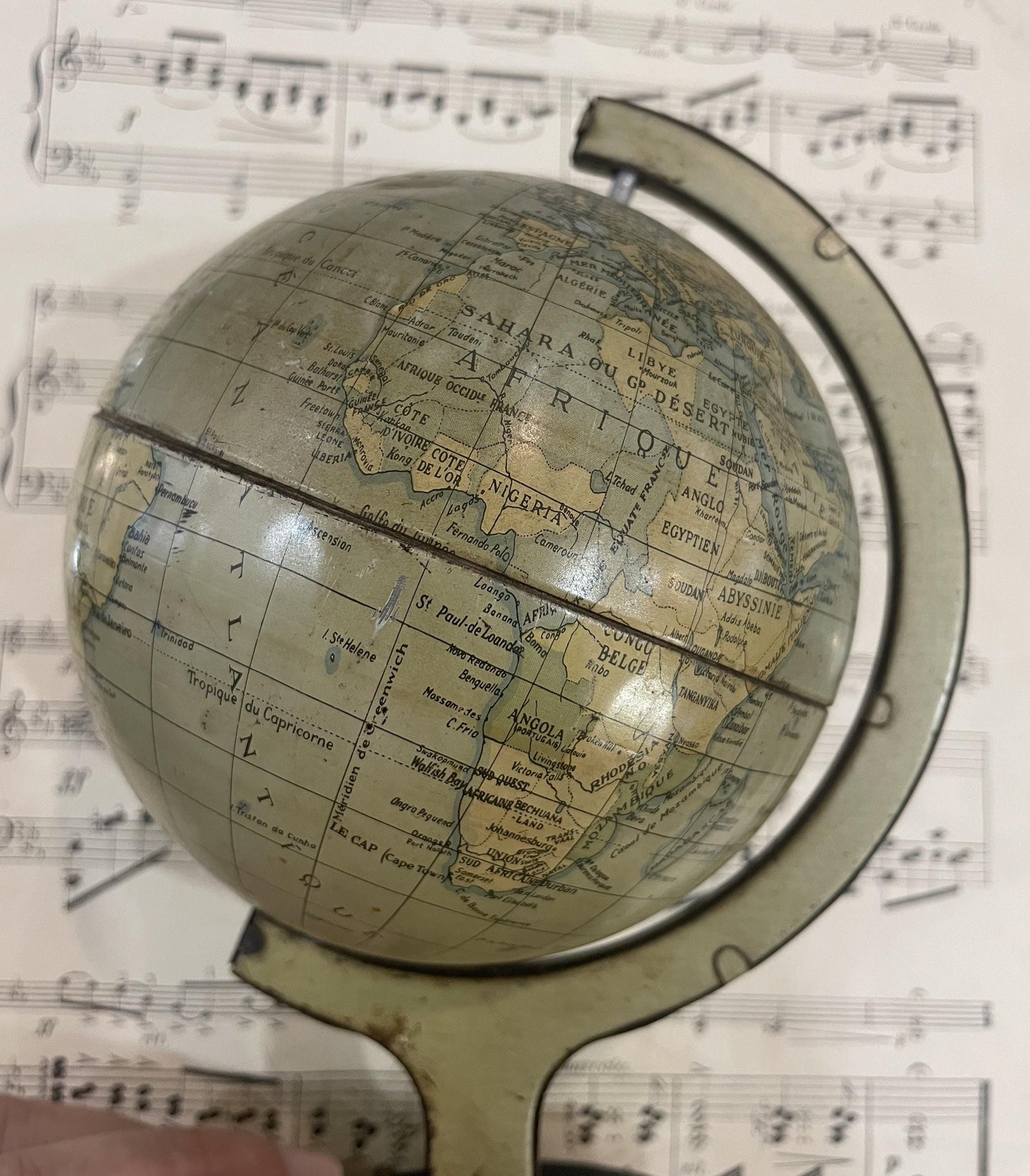 Rare Antique French Tin Globe c1920