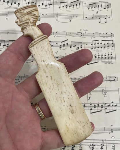 Rare Antique French Bone Shoe Horn Pharaoh Nefertiti Egyptian Revival c1900