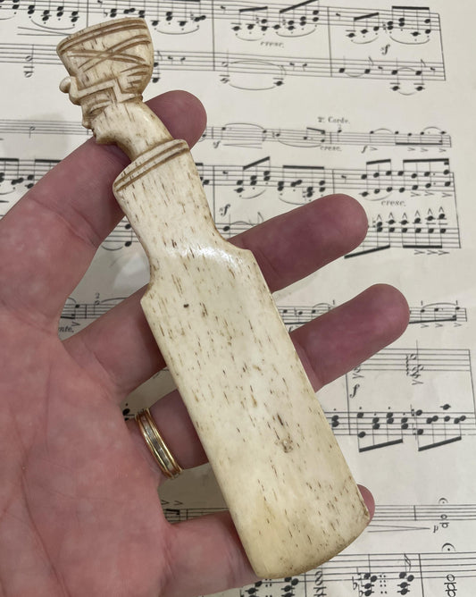 Rare Antique French Bone Shoe Horn Pharaoh Nefertiti Egyptian Revival c1900