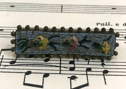 Antique Italian Micromosaic Micro Mosaic Millefiori Brooch c1900