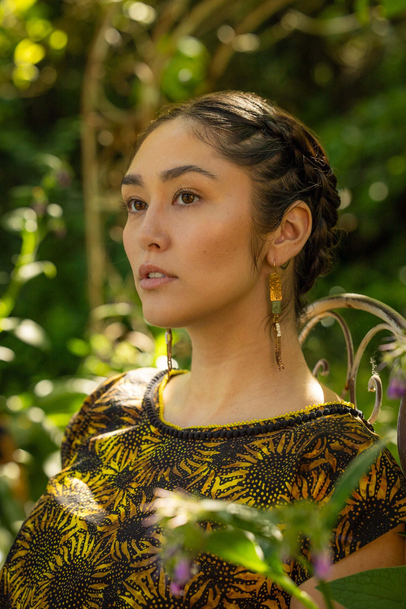 Sunflower Shirt with beaded collar