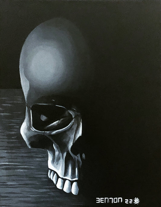 Black Skull - Original Framed Oil on Canvas Painting