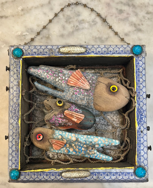 Wooden Fish Assemblage by Nancy Nelson