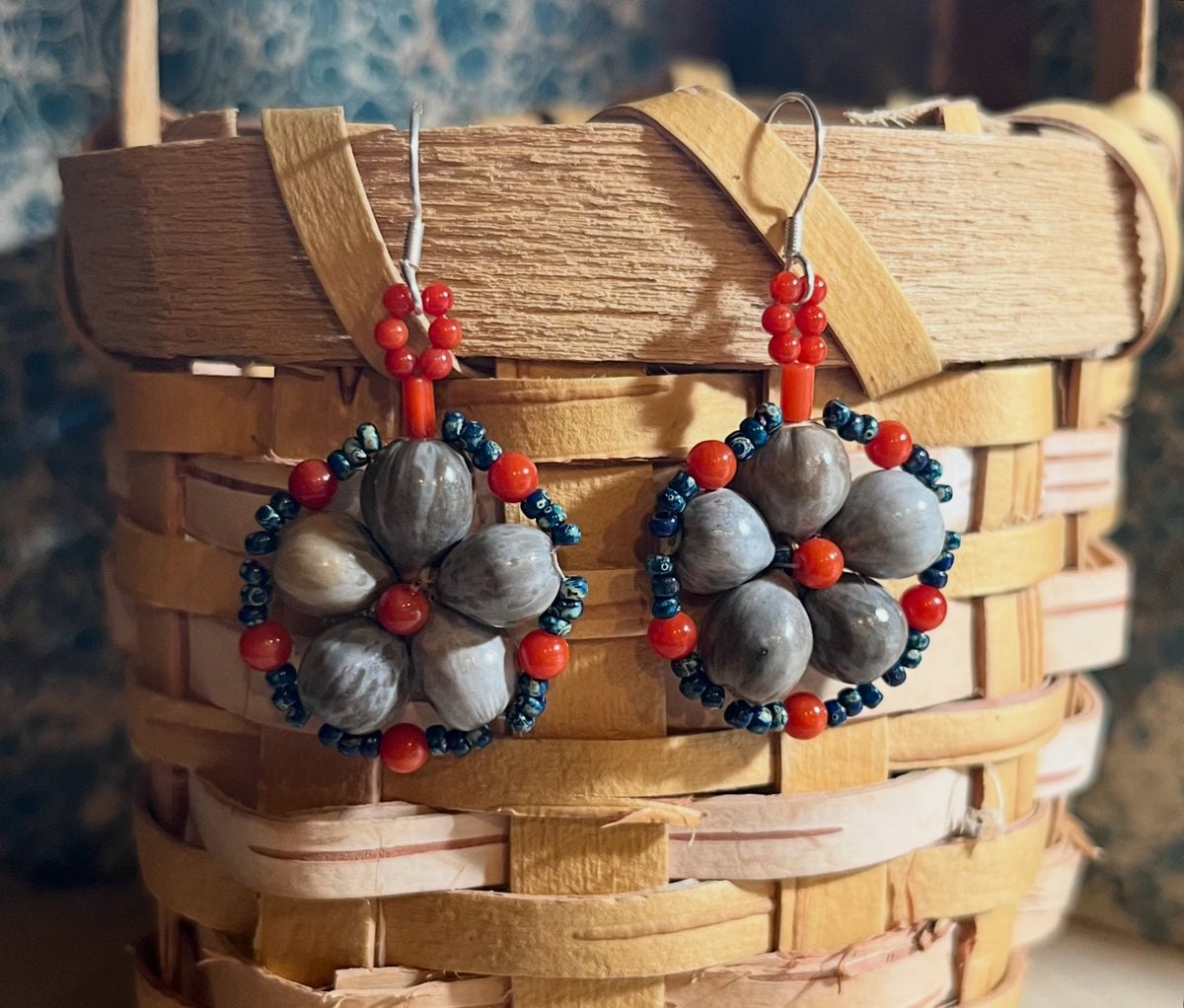 Coral and Cornbead Earrings