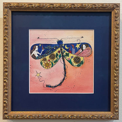 Dragonfly (Wadaduga) - Original Framed Watercolor