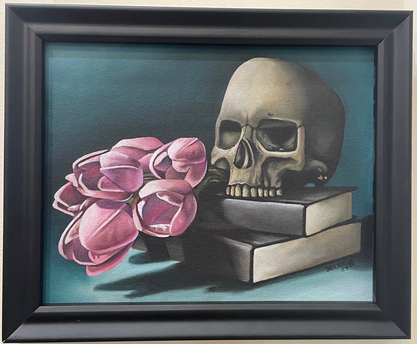 We Take Only Knowledge with Us (Study) - Original Framed Oil on Board Painting