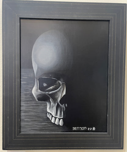 Black Skull - Original Framed Oil on Canvas Painting