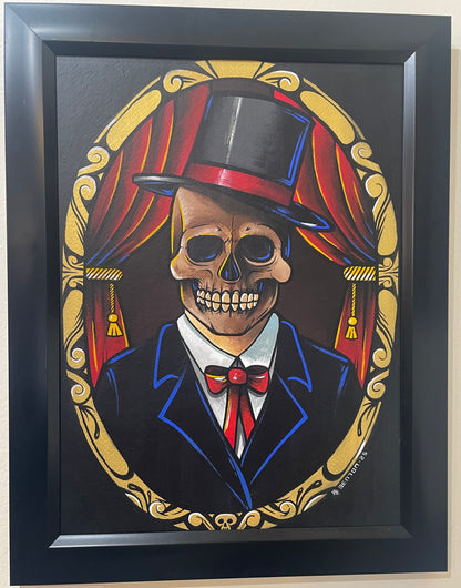 Mr. Bones - Original Framed Gouache on Board Painting